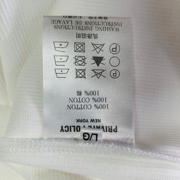 PRIVATE POLICY Size L Ball Chain White Cotton Blend Ribbed Tank Casual Top - Picture 8 of 9